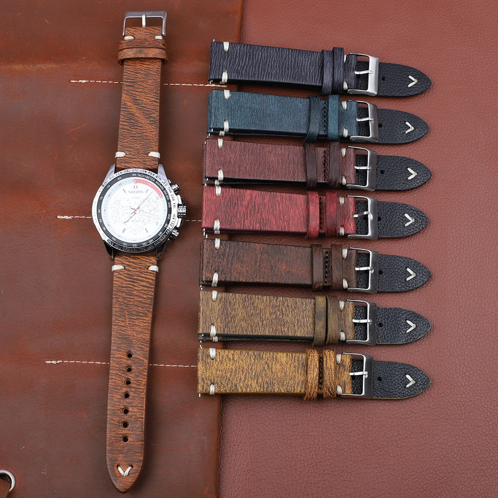 Versatile Retro Cowneck Patterned Leather Watch Strap — image 4
