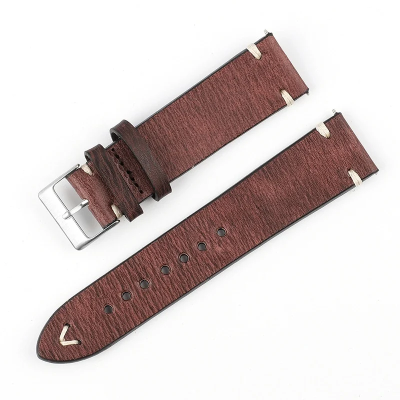Versatile Retro Cowneck Patterned Leather Watch Strap — variant image