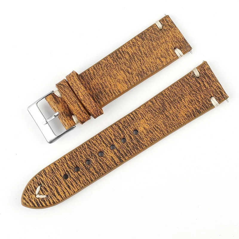 Versatile Retro Cowneck Patterned Leather Watch Strap — variant image