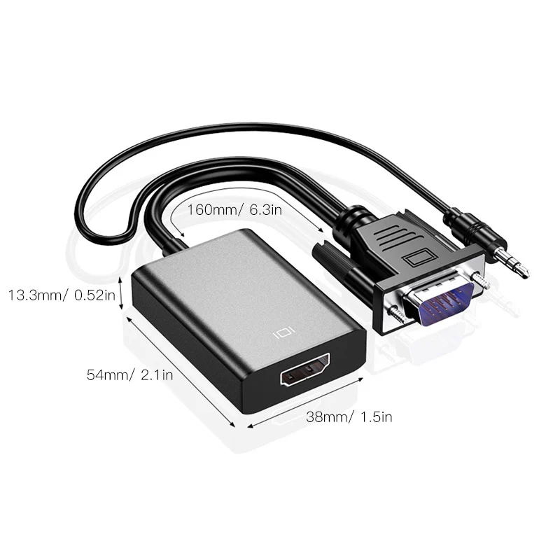 VGA To HDMI Adapter Cable With Audio Power Supply 1080p Plug And Play — image 5