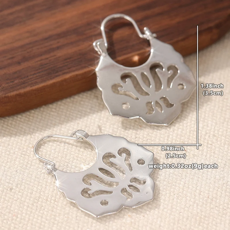 Vintage Abstract Cutout Drop Earrings Silver Tone Brass Women Daily Party Fashion… — image 5