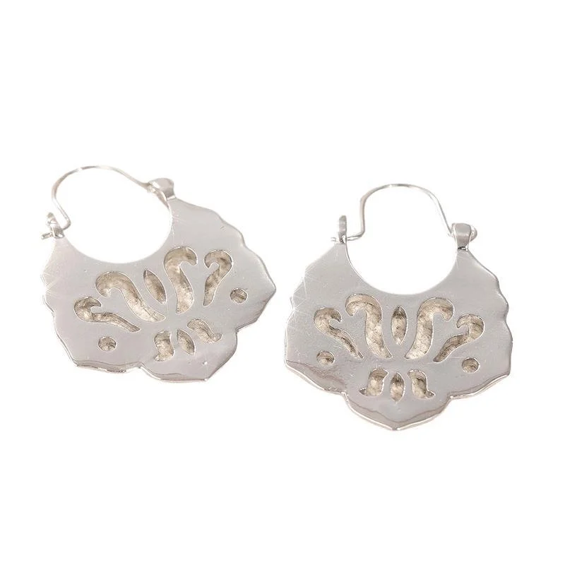 Vintage Abstract Cutout Drop Earrings Silver Tone Brass Women Daily Party Fashion… — image 4