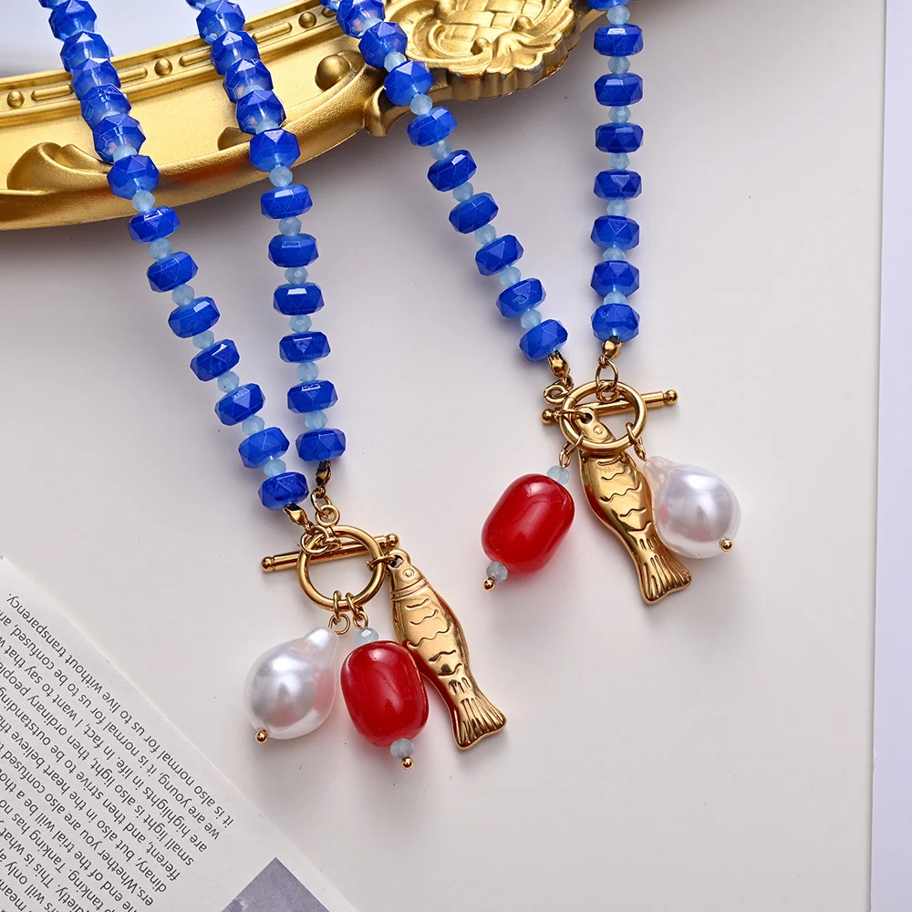 Vintage Glass Beaded Pendant Necklace For Women — image 6