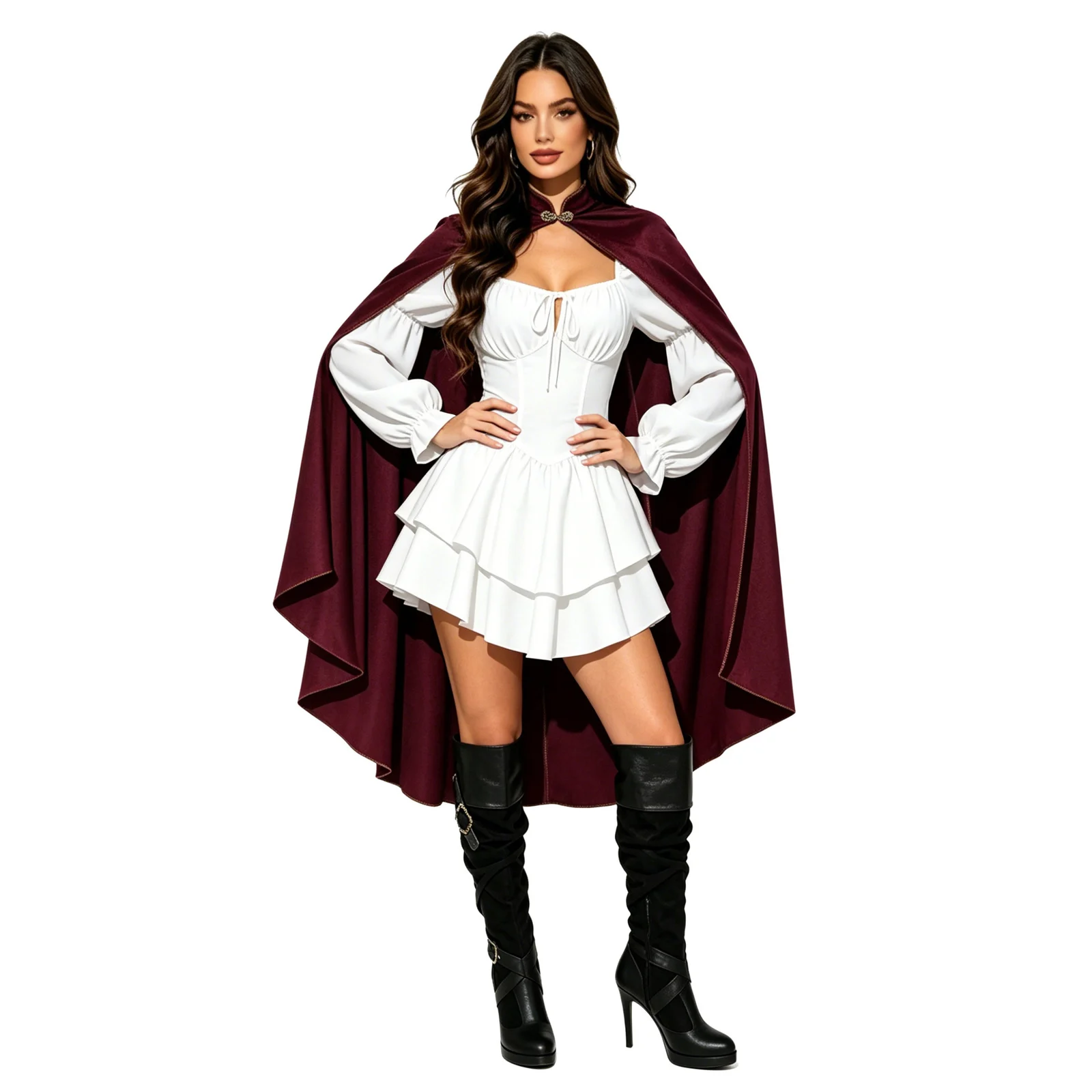 Vintage Gold Velvet Cloak With Stand Collar Shawl Halloween Cape — image 7