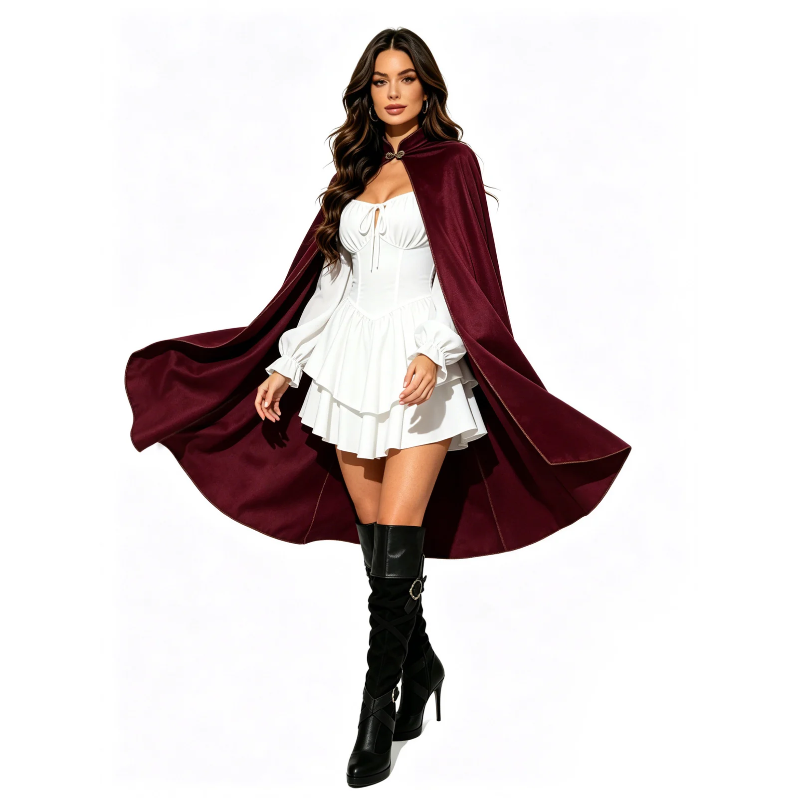 Vintage Gold Velvet Cloak With Stand Collar Shawl Halloween Cape — image 3