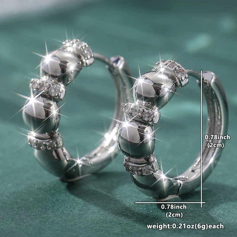 Vintage Metal Ball Crystal Hoop Earrings Gold Silver Tone Brass Women Party Fashion… — image 4