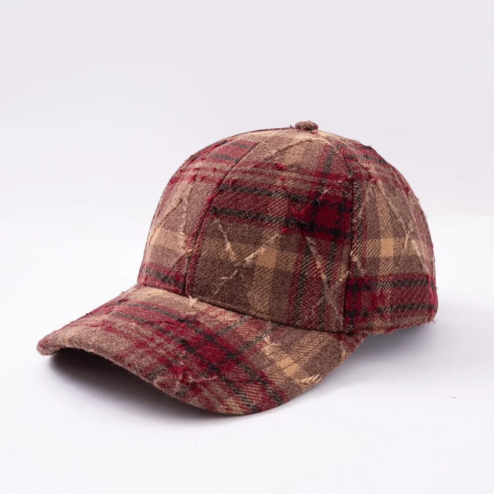 Vintage Patterned Grunge Baseball Cap With Frayed Edges And Multi-color Checkered… — image 2