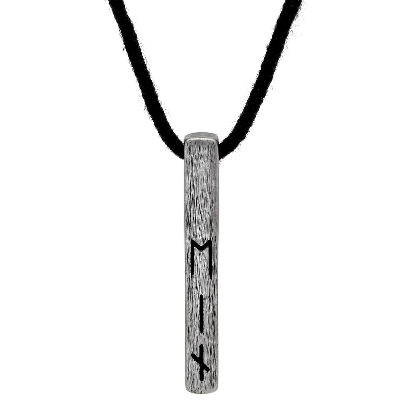 Vintage-style Antique Silver-plated Stainless Steel Cotton-rope Necklace With Vertical… — image 5