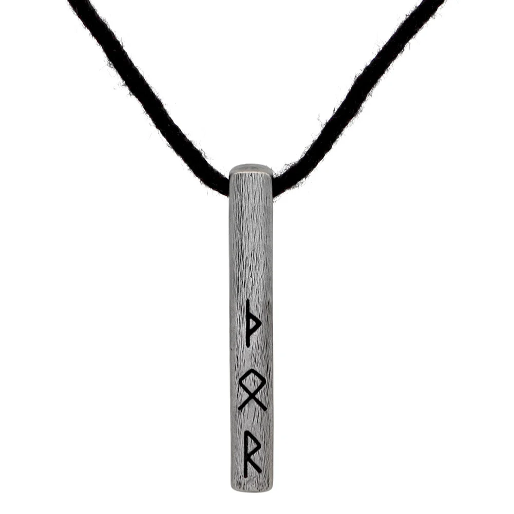 Vintage-style Antique Silver-plated Stainless Steel Cotton-rope Necklace With Vertical… — image 14