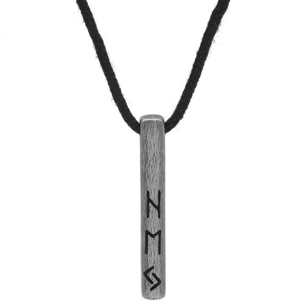 Vintage-style Antique Silver-plated Stainless Steel Cotton-rope Necklace With Vertical… — image 11
