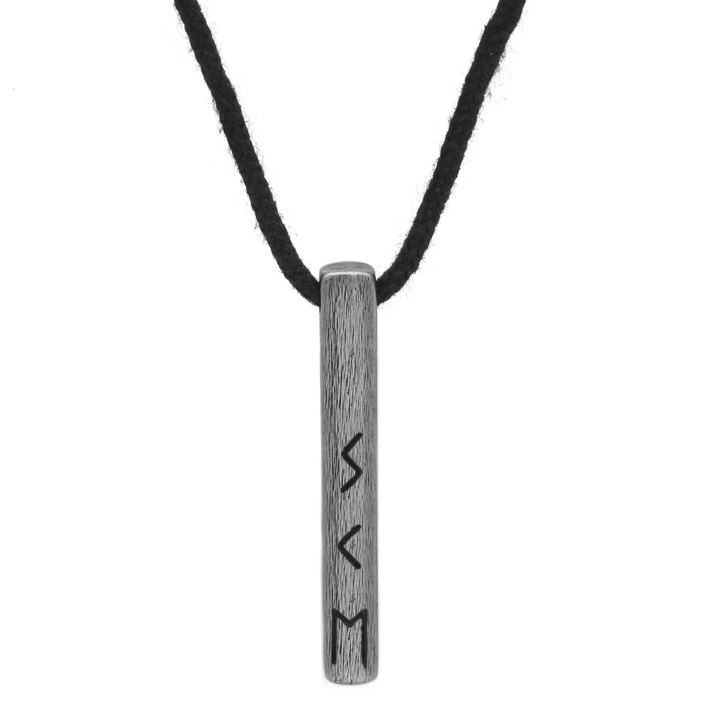 Vintage-style Antique Silver-plated Stainless Steel Cotton-rope Necklace With Vertical… — image 9