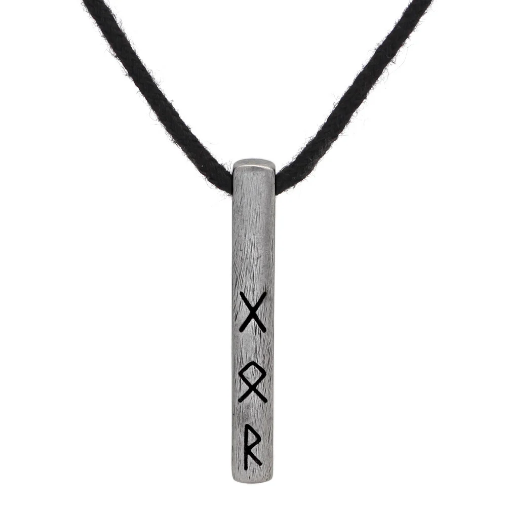 Vintage-style Antique Silver-plated Stainless Steel Cotton-rope Necklace With Vertical… — image 7