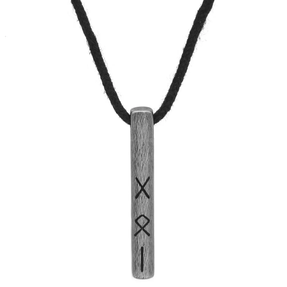 Vintage-style Antique Silver-plated Stainless Steel Cotton-rope Necklace With Vertical… — image 2