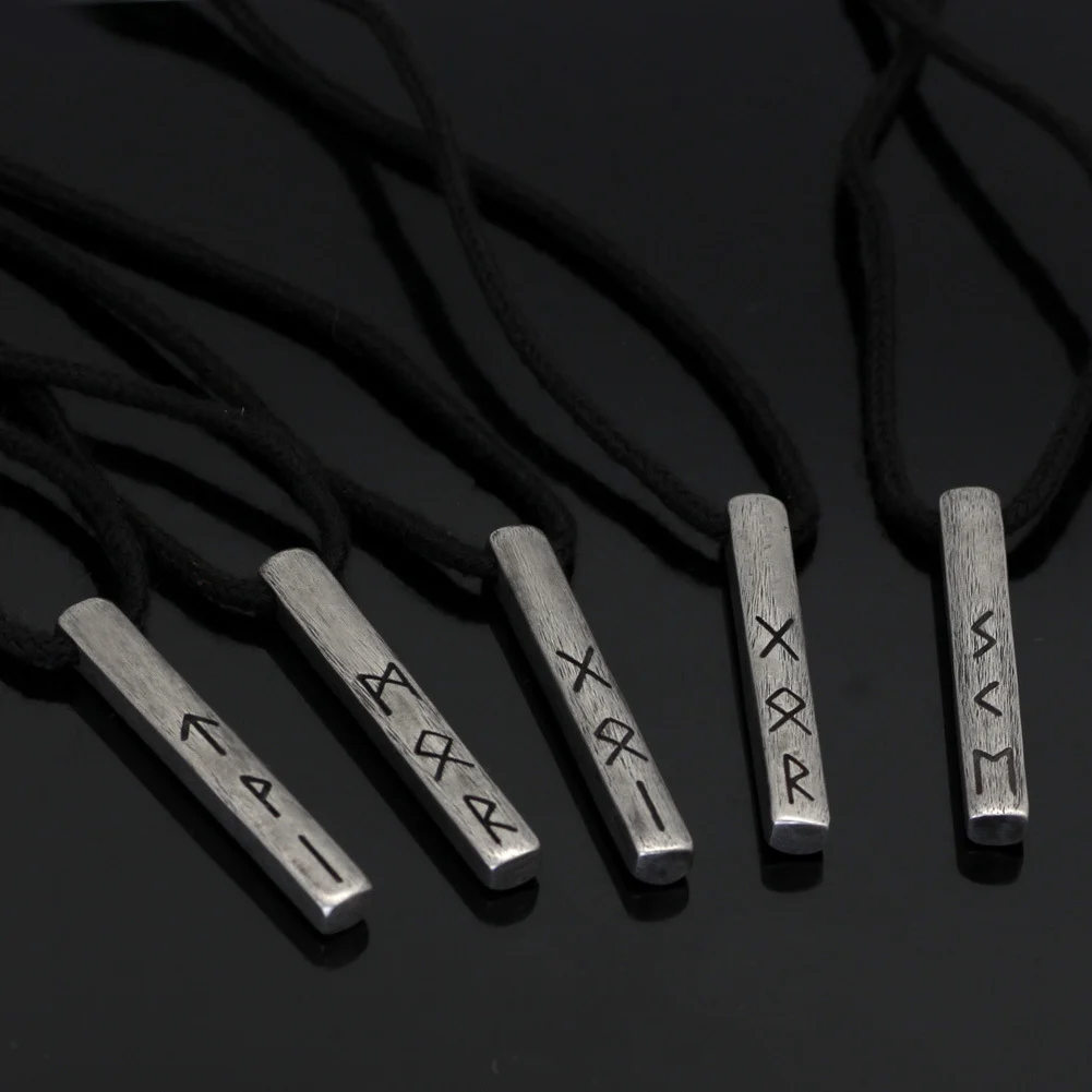 Vintage-style Antique Silver-plated Stainless Steel Cotton-rope Necklace With Vertical… — image 6