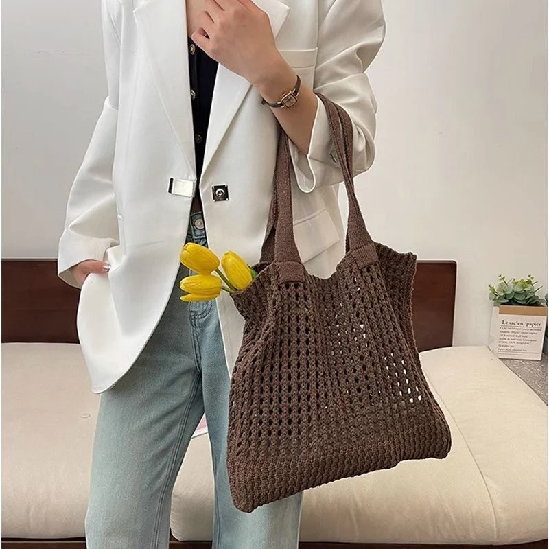 Vintage Woven Large-capacity Hollow-knit Bag For Women — image 4