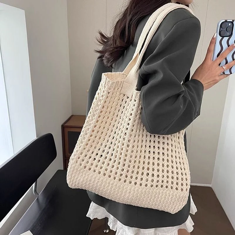 Vintage Woven Large-capacity Hollow-knit Bag For Women — image 1