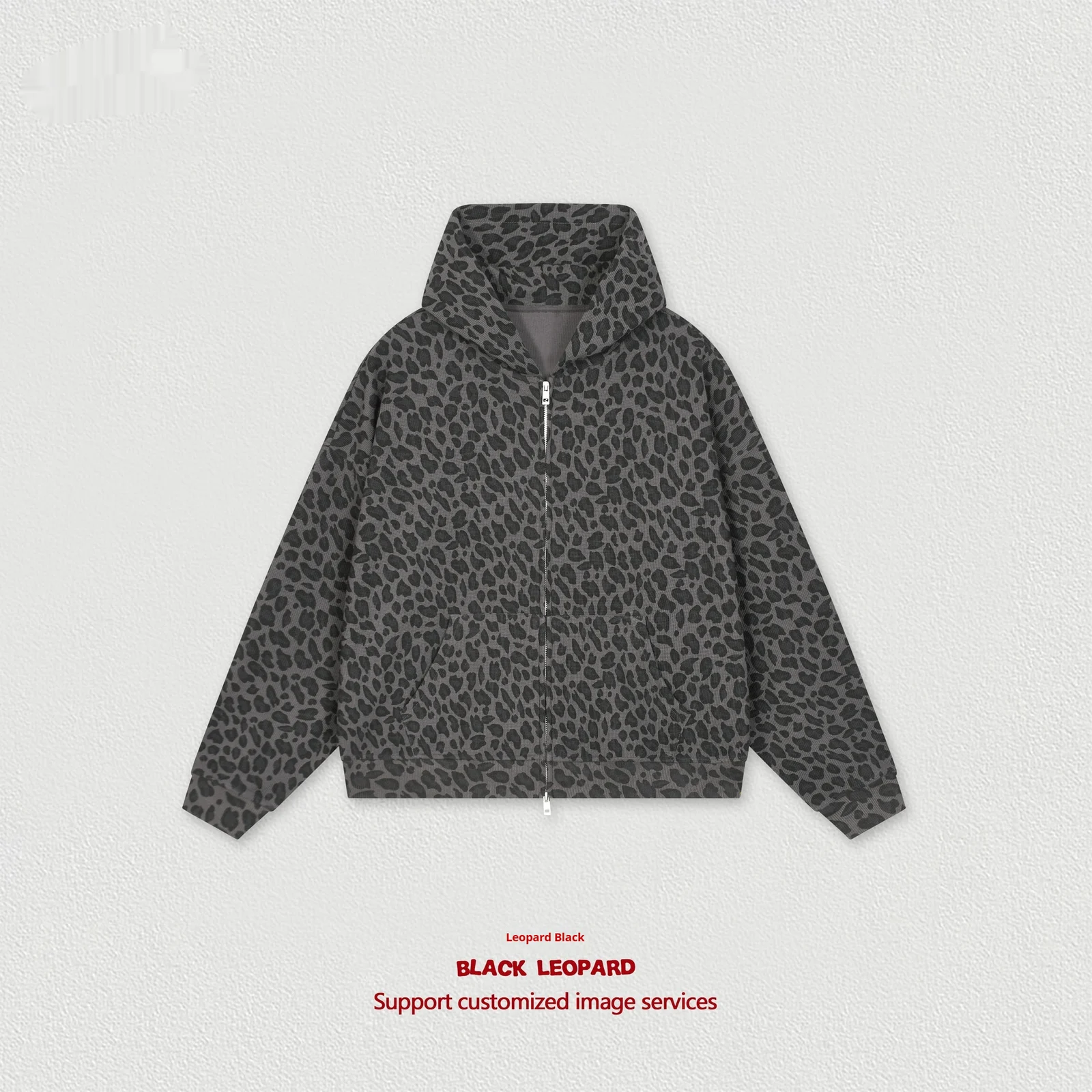 Waffle-textured Hooded Zip-up Sweatshirt Jacket — image 4