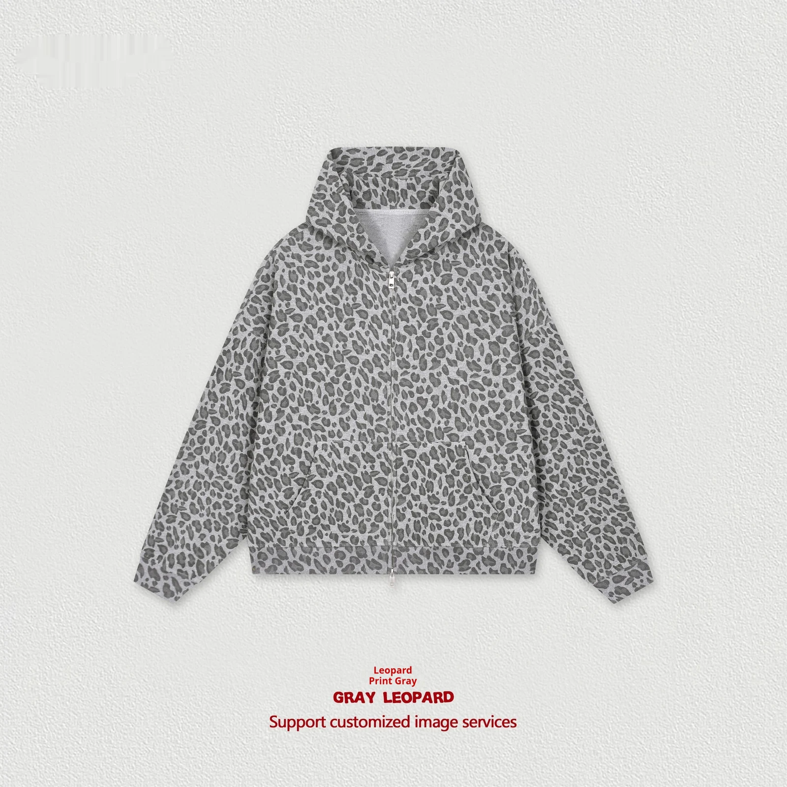 Waffle-textured Hooded Zip-up Sweatshirt Jacket — image 2
