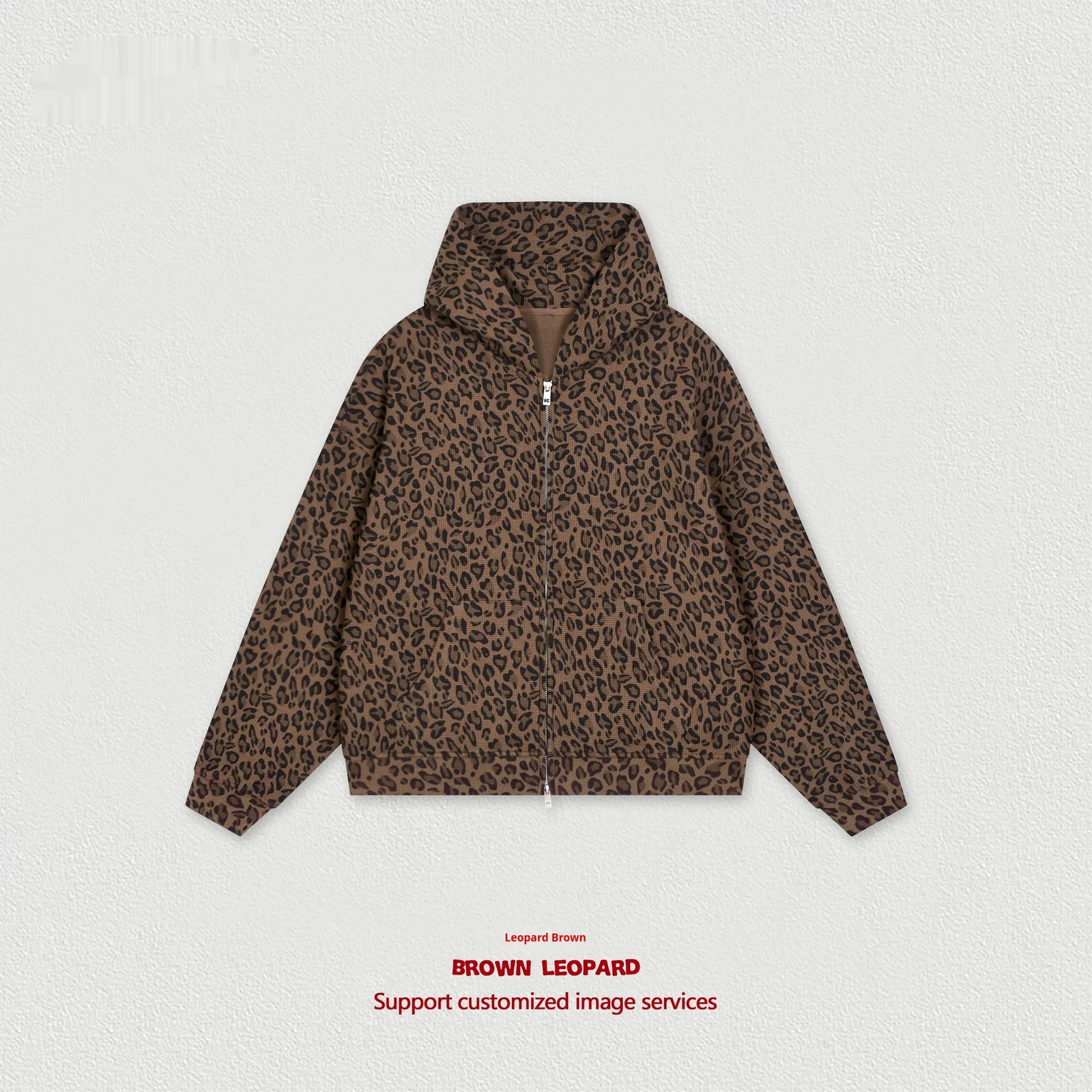 Waffle-textured Hooded Zip-up Sweatshirt Jacket — image 5