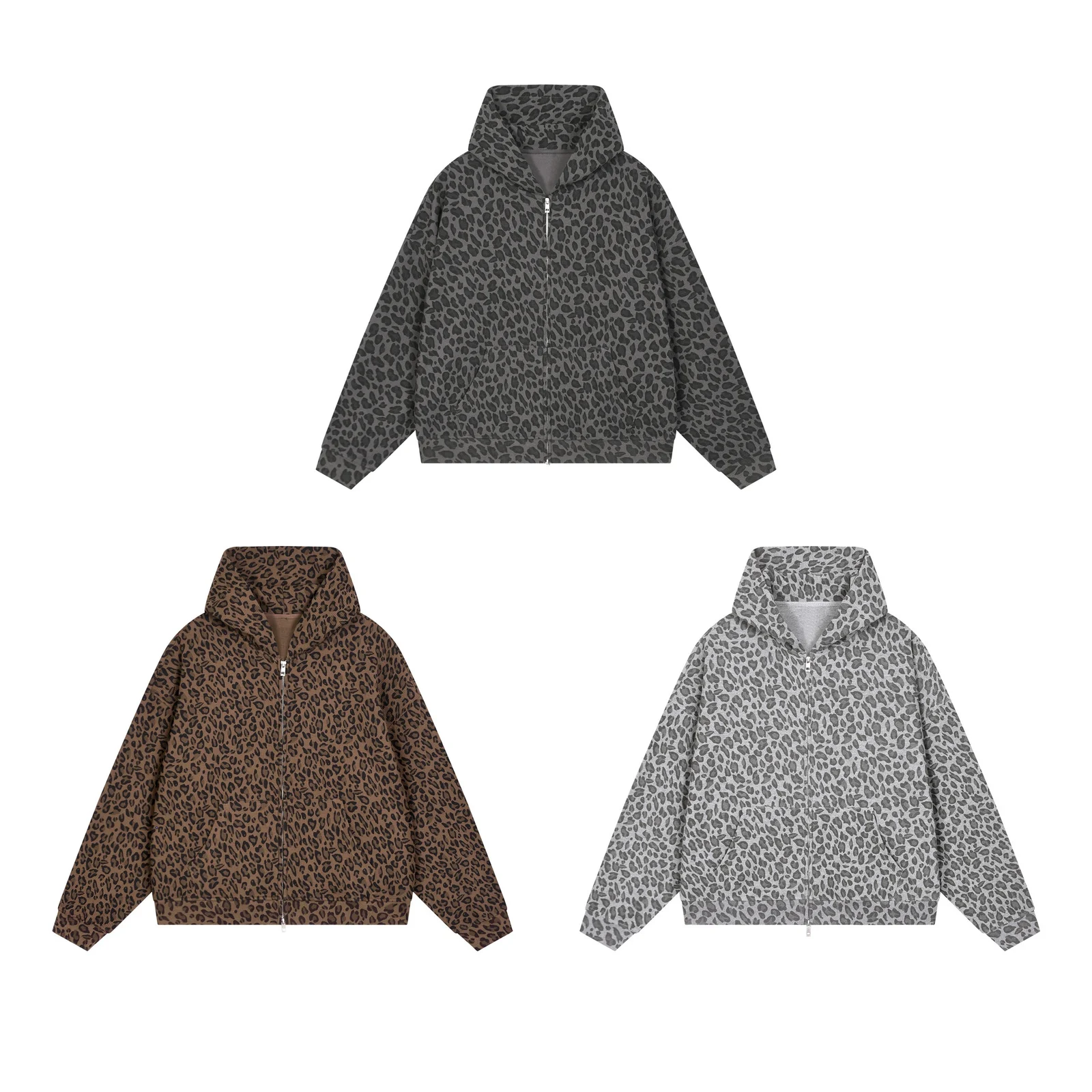 Waffle-textured Hooded Zip-up Sweatshirt Jacket — image 3