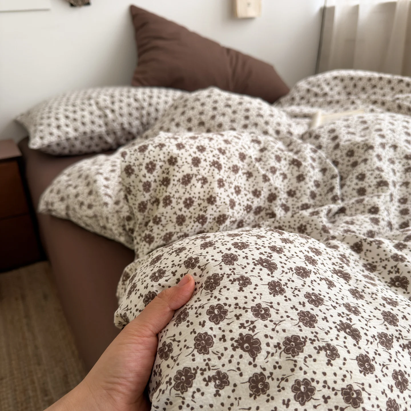 Washed Cotton Artistic Vintage Bed Sheet And Duvet Cover Set — image 15