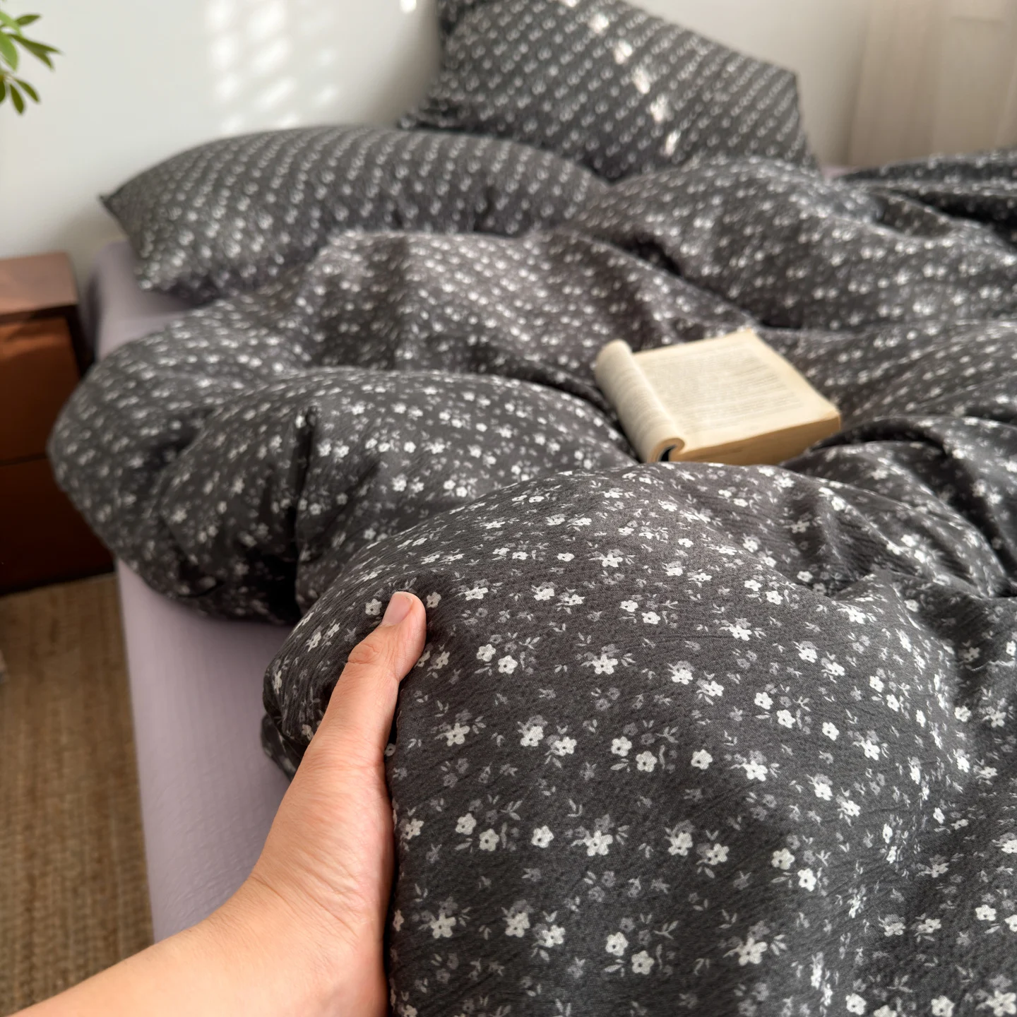 Washed Cotton Artistic Vintage Bed Sheet And Duvet Cover Set — image 6