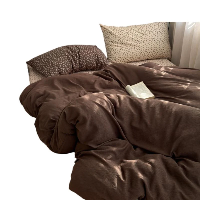 Washed Cotton Artistic Vintage Bed Sheet And Duvet Cover Set — image 7