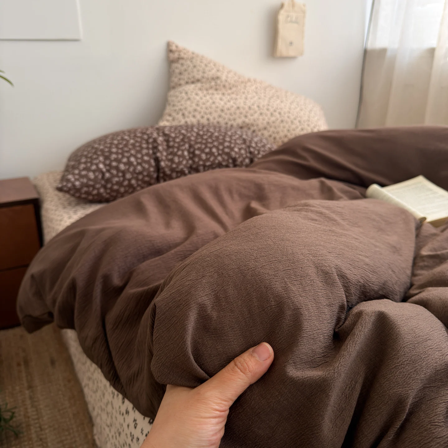 Washed Cotton Artistic Vintage Bed Sheet And Duvet Cover Set — image 4