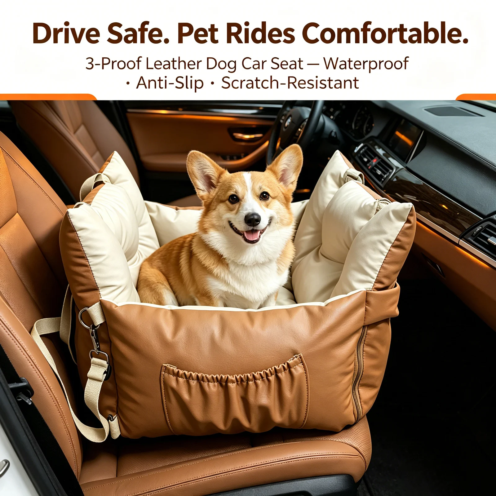 Waterproof Dog Car Seat Bed 2 In 1 Convertible Pet Travel Carrier Safety Booster With… — image 5