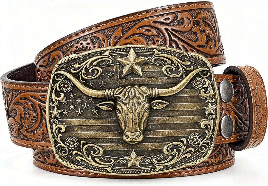 Western Cowboy Belt, Unisex, Versatile For Jeans, Retro Embossed Design, Direct Factory — image 7