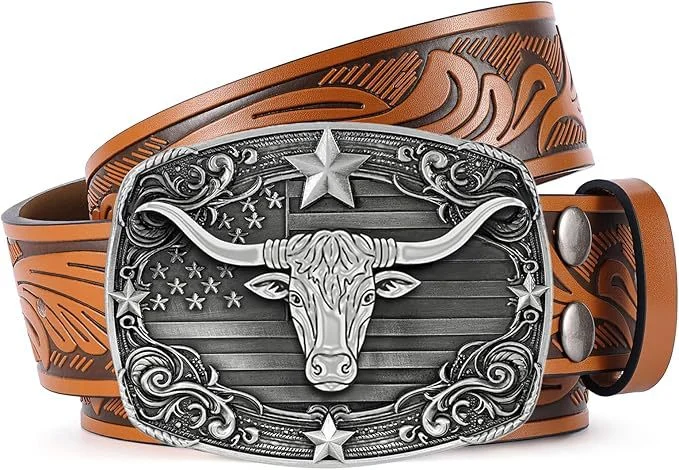 Western Cowboy Belt, Unisex, Versatile For Jeans, Retro Embossed Design, Direct Factory — image 4