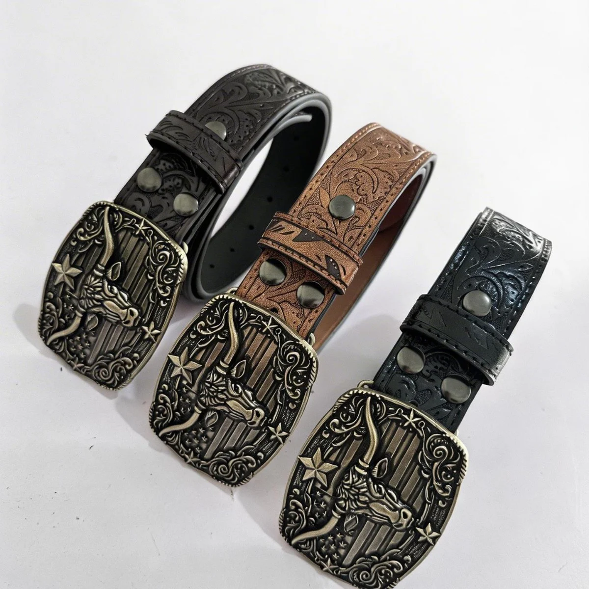 Western Cowboy Belt, Unisex, Versatile For Jeans, Retro Embossed Design, Direct Factory — image 1