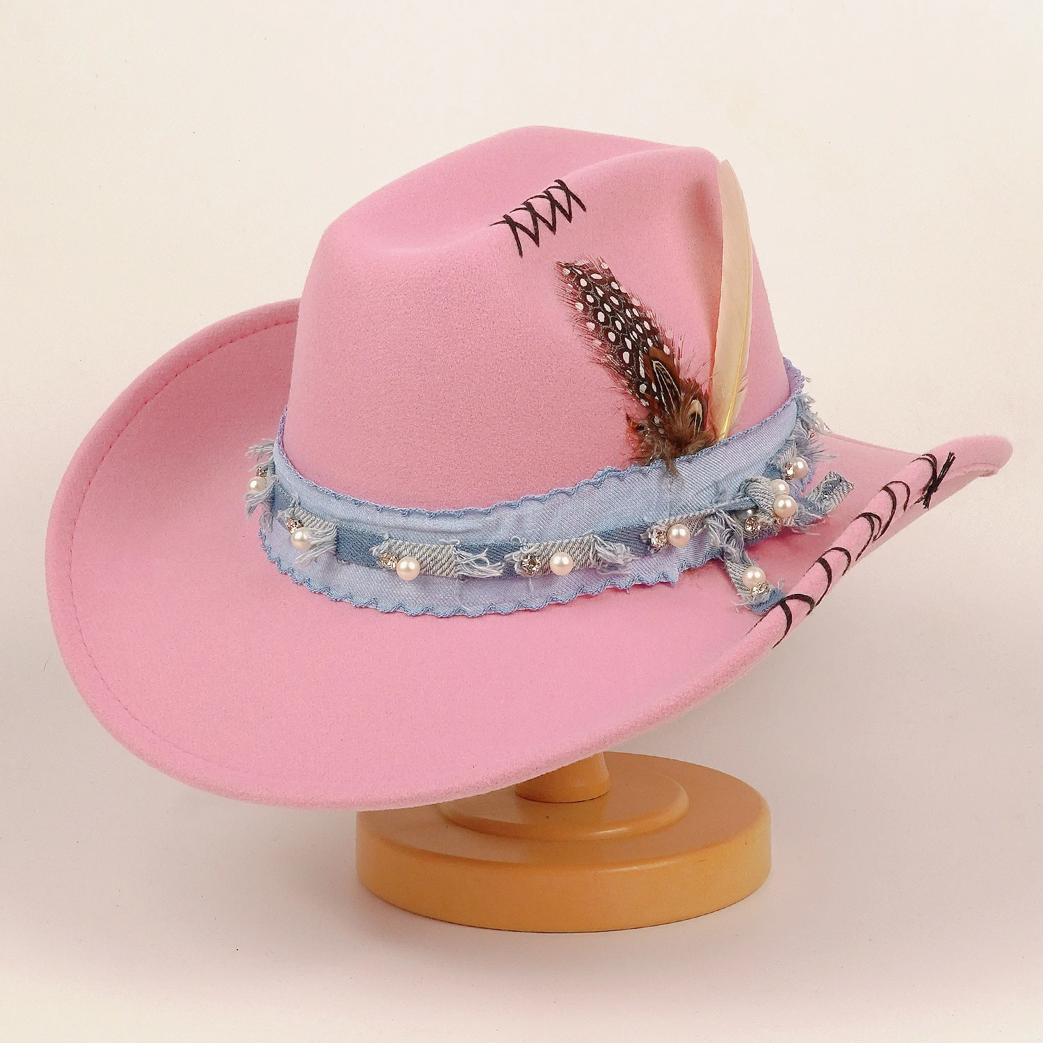 Western Cowboy Vintage Jazz Hat Felt — image 3