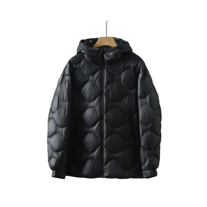 White Duck Down Hooded Minimalist Zippered Pocket Puffer Jacket — image 4