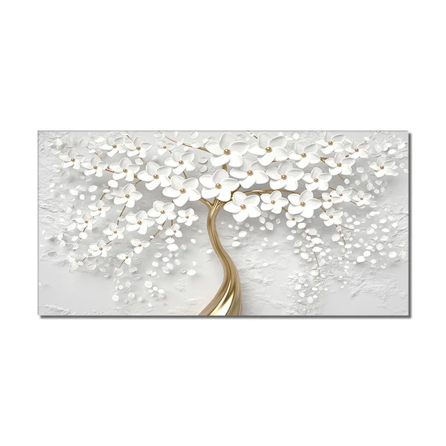 White Flower Oil Painting On Canvas Home Art Piece — image 5