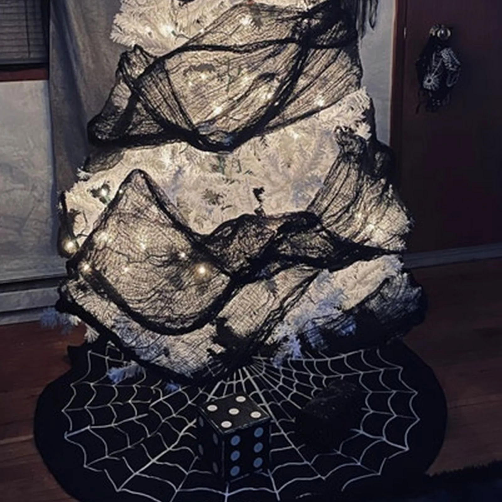 White Spiderweb Halloween Tree Skirt Decorative Floor Mat — image 4