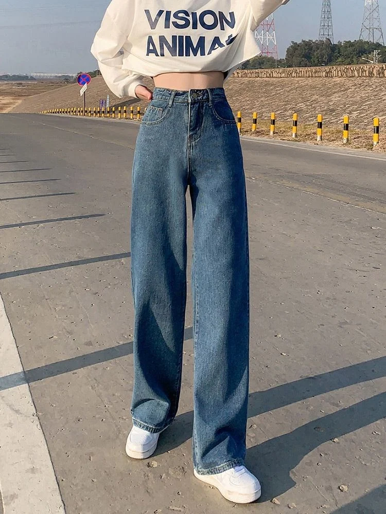 Wide Leg Jeans For Women Bottom Baggy Denim Pants Trousers — image 6
