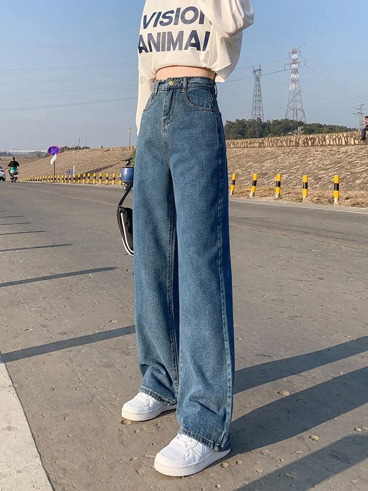 Wide Leg Jeans For Women Bottom Baggy Denim Pants Trousers — image 2