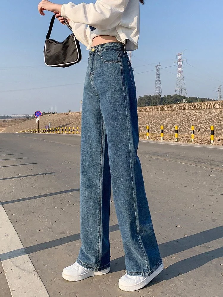 Wide Leg Jeans For Women Bottom Baggy Denim Pants Trousers — image 1