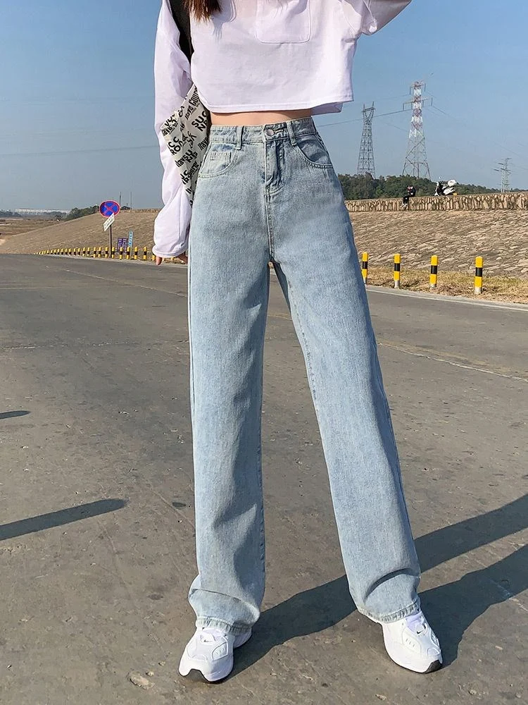 Wide Leg Jeans For Women Bottom Baggy Denim Pants Trousers — image 4