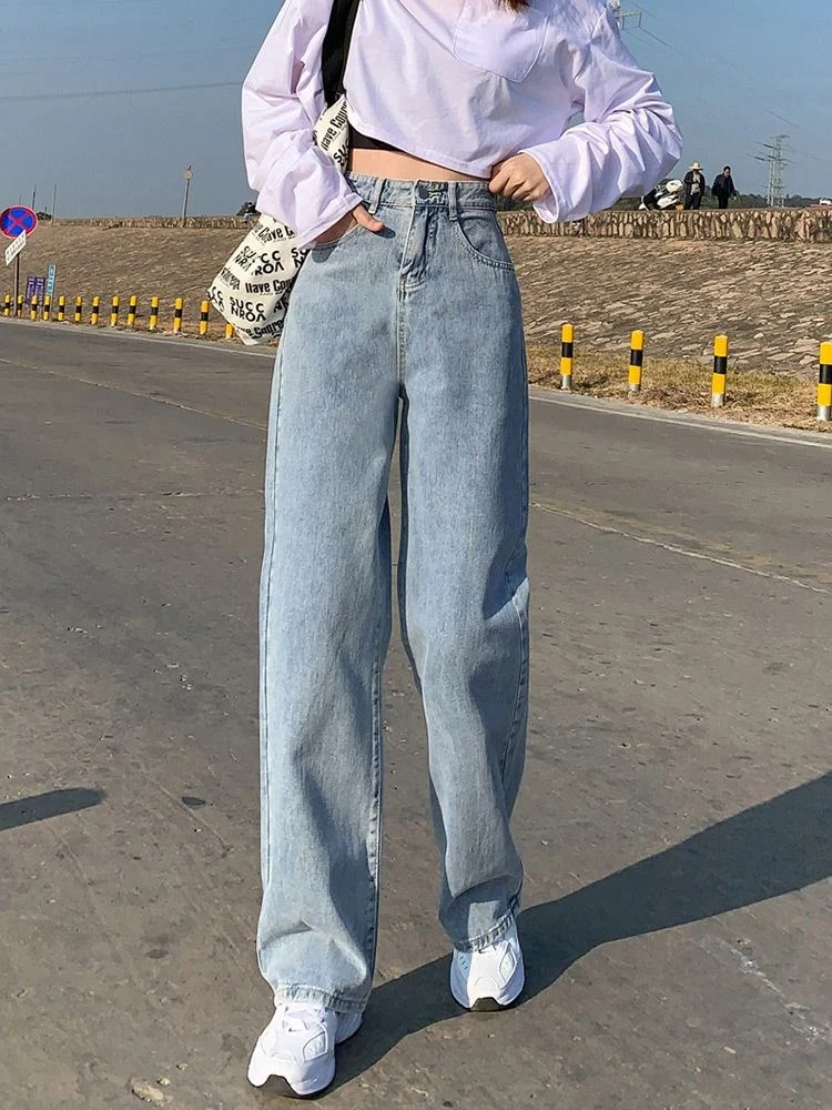 Wide Leg Jeans For Women Bottom Baggy Denim Pants Trousers — image 3