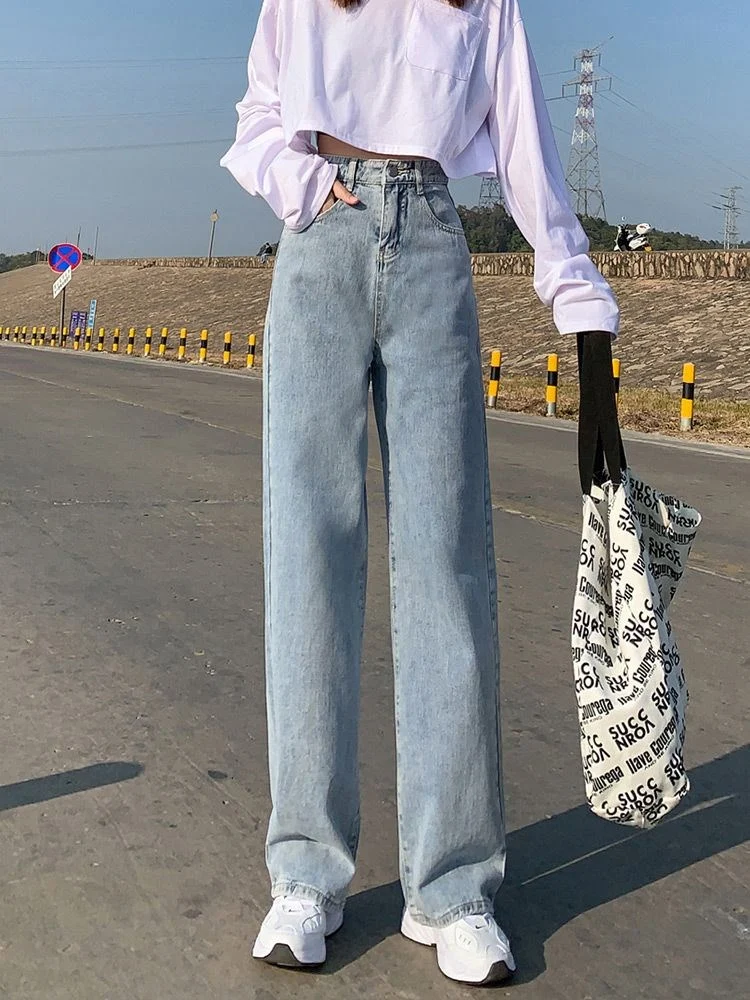 Wide Leg Jeans For Women Bottom Baggy Denim Pants Trousers — image 5
