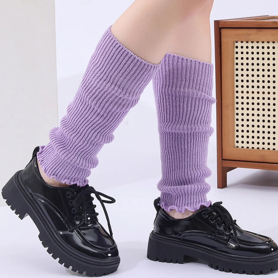 Winter Fashion Ribbed Knitted Harajuku Neon Long Socks Boot Gaiters Clubwear Women… — image 6