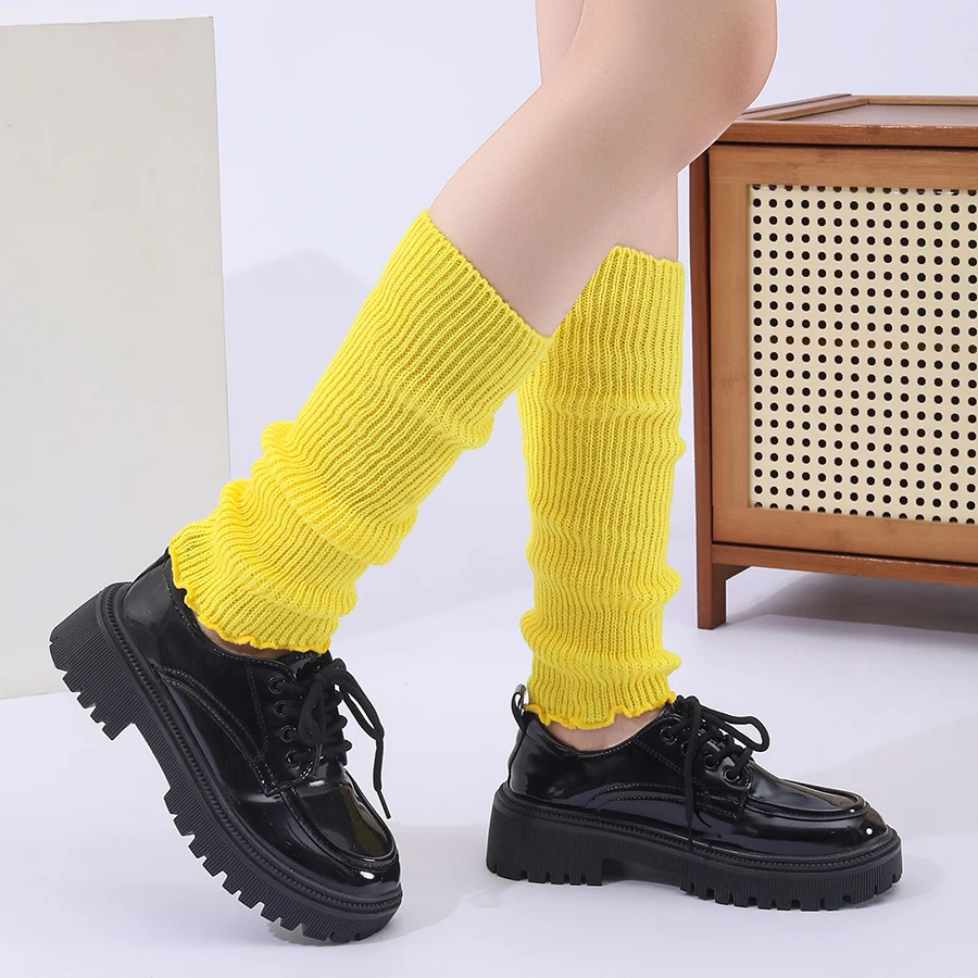 Winter Fashion Ribbed Knitted Harajuku Neon Long Socks Boot Gaiters Clubwear Women… — image 5