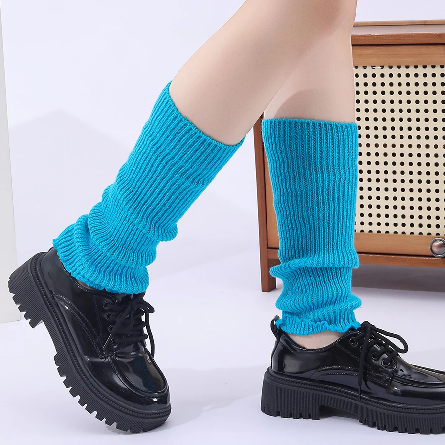 Winter Fashion Ribbed Knitted Harajuku Neon Long Socks Boot Gaiters Clubwear Women… — image 13