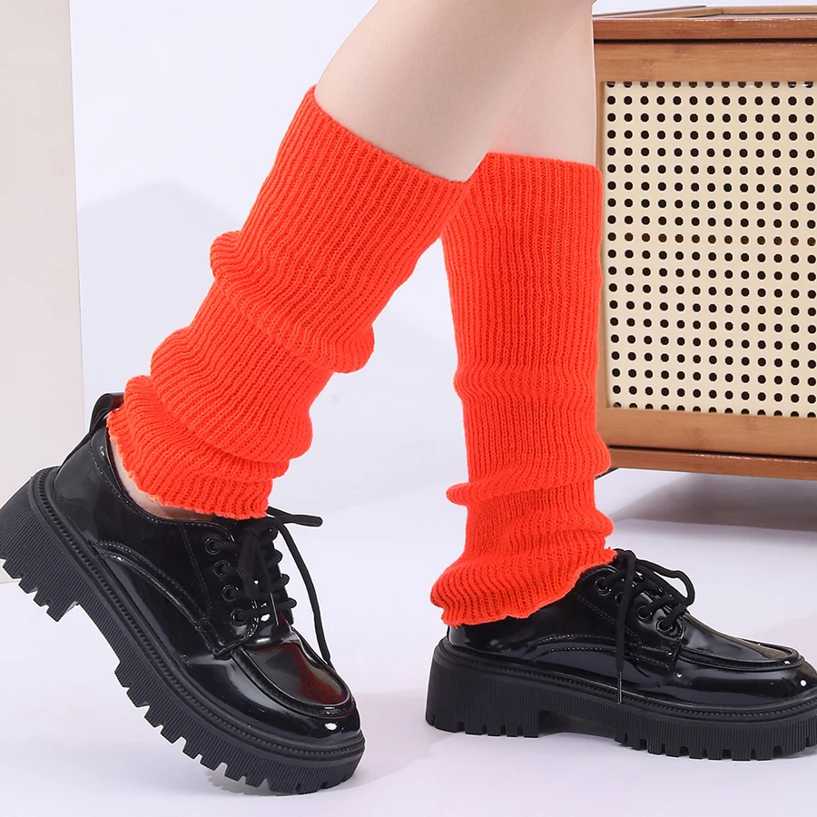 Winter Fashion Ribbed Knitted Harajuku Neon Long Socks Boot Gaiters Clubwear Women… — image 9