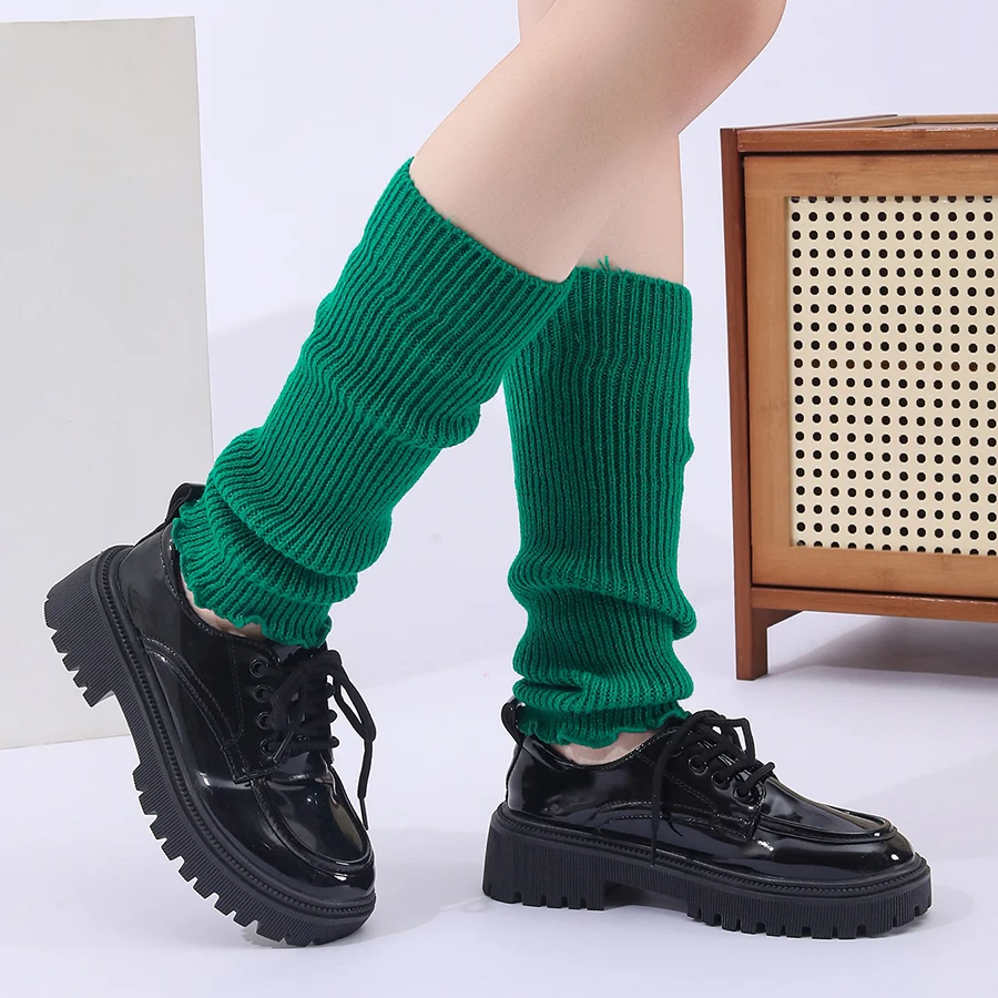Winter Fashion Ribbed Knitted Harajuku Neon Long Socks Boot Gaiters Clubwear Women… — image 12