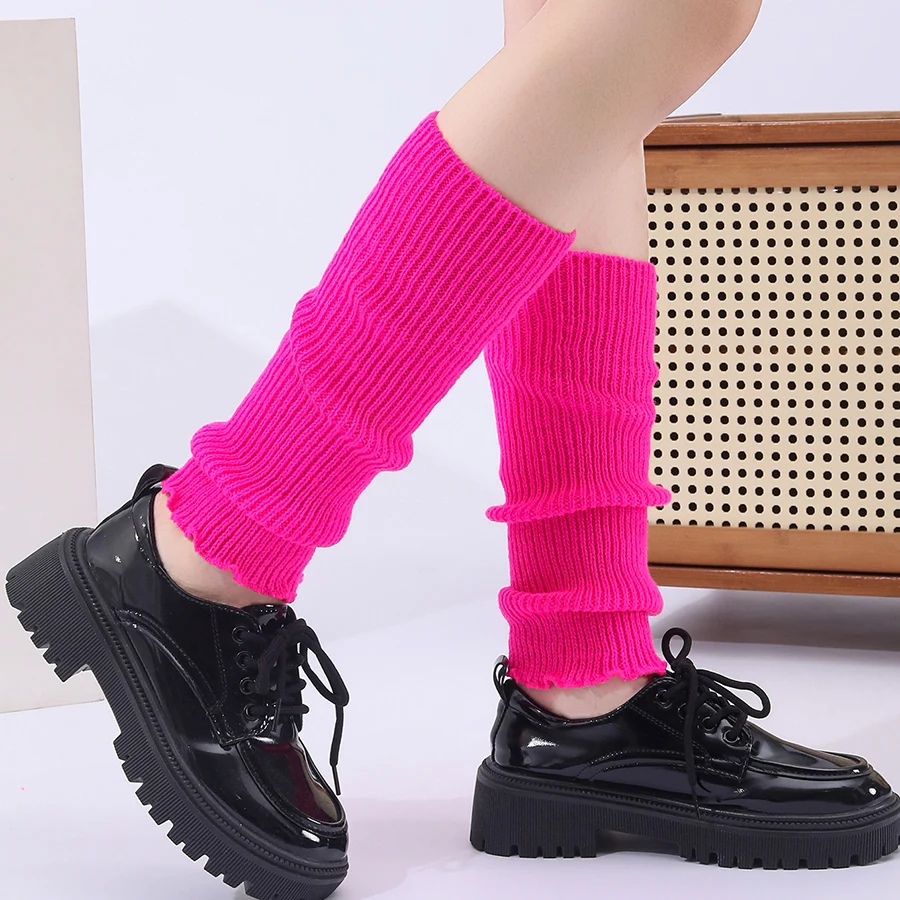 Winter Fashion Ribbed Knitted Harajuku Neon Long Socks Boot Gaiters Clubwear Women… — image 10