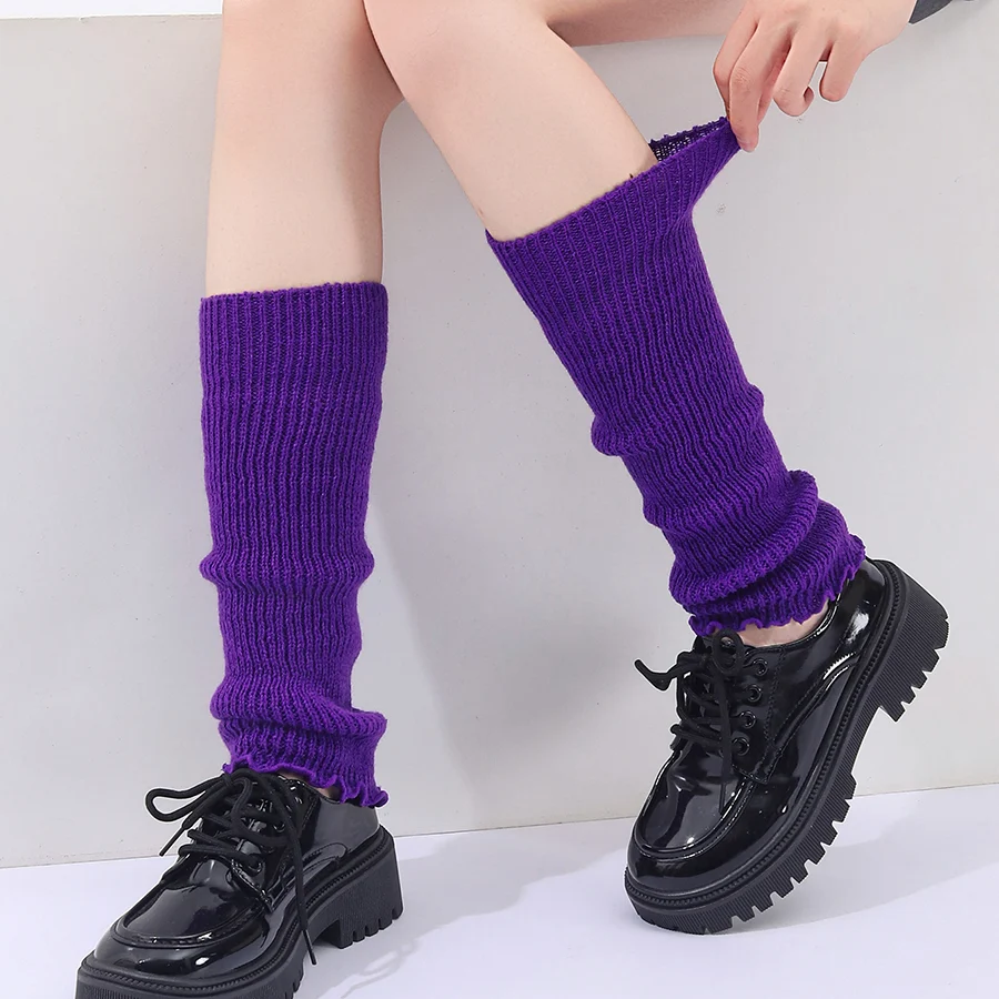 Winter Fashion Ribbed Knitted Harajuku Neon Long Socks Boot Gaiters Clubwear Women… — image 3