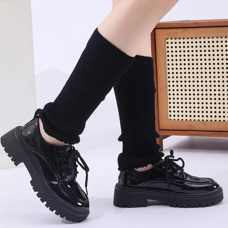 Winter Fashion Ribbed Knitted Harajuku Neon Long Socks Boot Gaiters Clubwear Women… — image 7